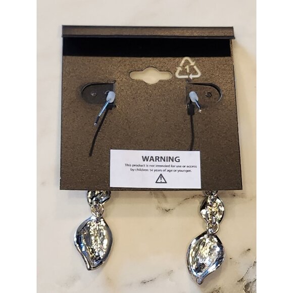 Napier Silver-Tone Sculptural Drop Earrings For Women - Picture 3 of 5